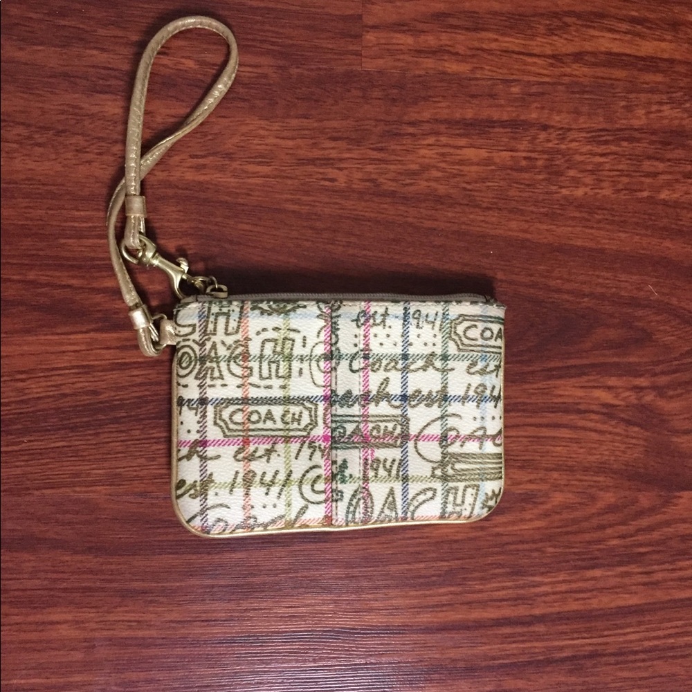 Coach Gold Graffiti Wristlet
